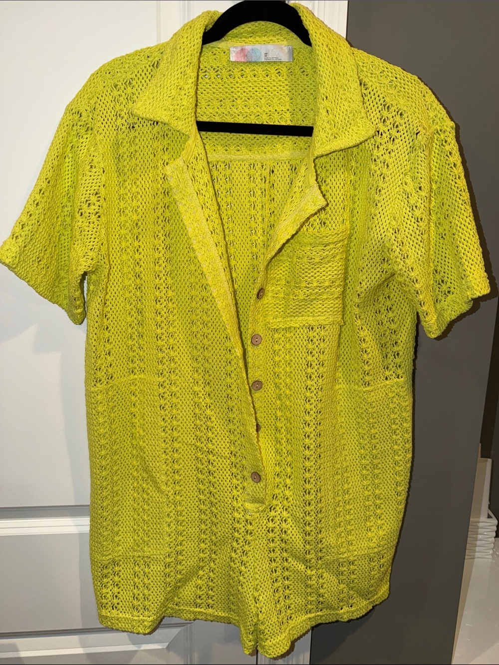 Woman’s FP Beach Short-Sleeve Knit Romper in Bright Yellow